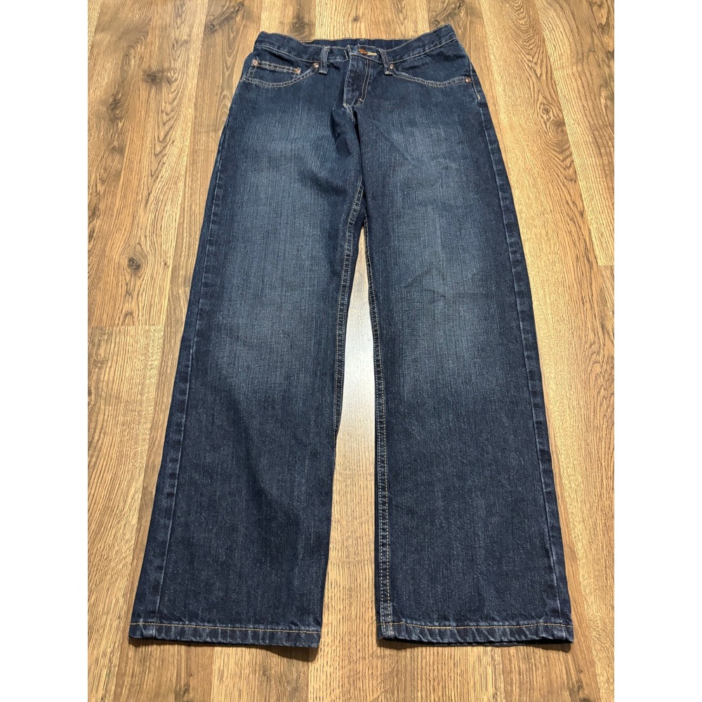 Lee Jeans Boys Size 16 Regular Blue Denim Pants Straight Leg Adjustable Waist